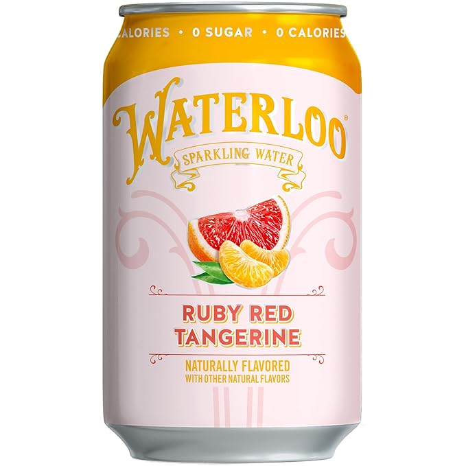Waterloo Sparkling Water, Ruby Red Tangerine Naturally Flavored, 12 Fl Oz Cans (Pack of 12) – Zero
