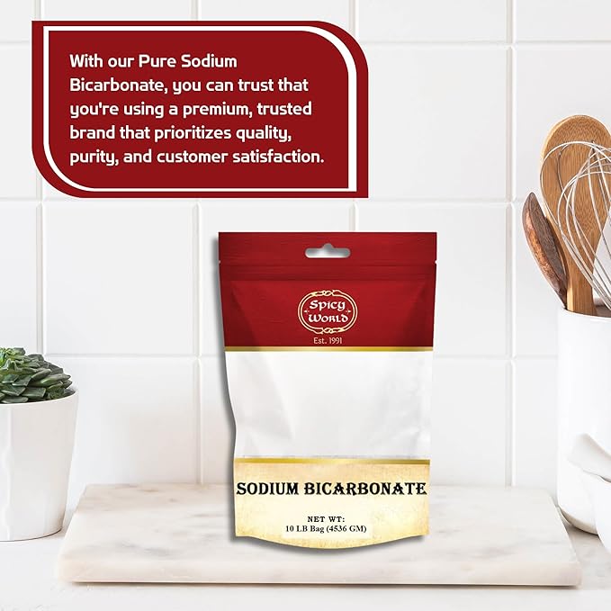 Spicy World Sodium Bicarbonate Powder - Aluminum Free, Food Grade Baking Soda Bulk for Cleaning
