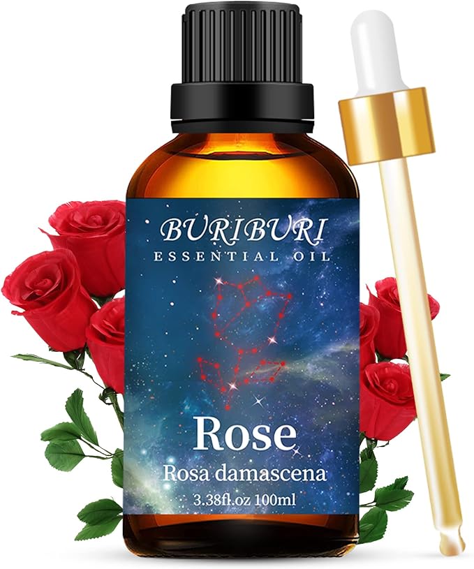 BURIBURI Rose Essential Oil 100ML Gifts Set 100% Pure Natural Undiluted Aromatherapy Rose Oil
