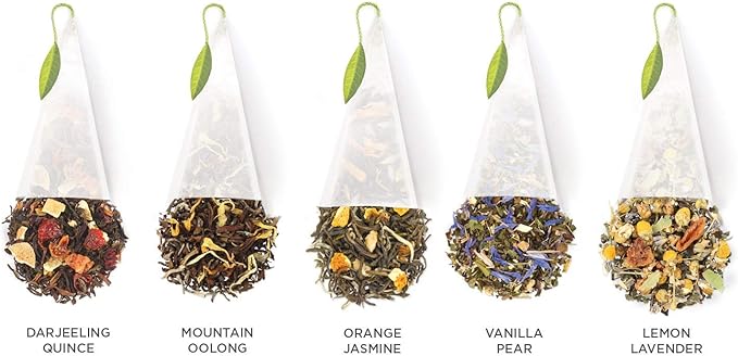Tea Forte Lotus Presentation Box Tea Gift Set Sampler, 20 Assorted Variety Handcrafted Pyramid