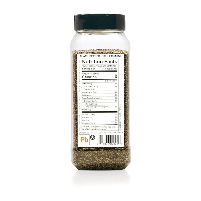 Spiceology - 18 Mesh Ground Black Pepper - Semi-Coarse - For Use On: Beef, Pork, Chicken, Fish