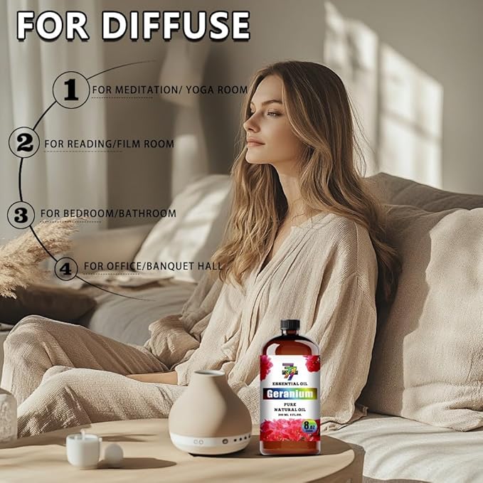 Geranium Essential Oil (8 oz / 240 ml) ??Geranium Oils for diffusers, humidifiers, Home Baths
