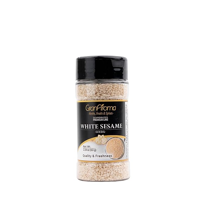 GranAroma White Sesame Seeds, Garnish & Seasoning, Versatile Seeds, Nutty Flavor (2.24 Ounce)