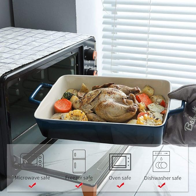 KOOV Bakeware Set, Ceramic Baking Dish, Rectangular Baking Pans Set, Casserole Dish for Cooking