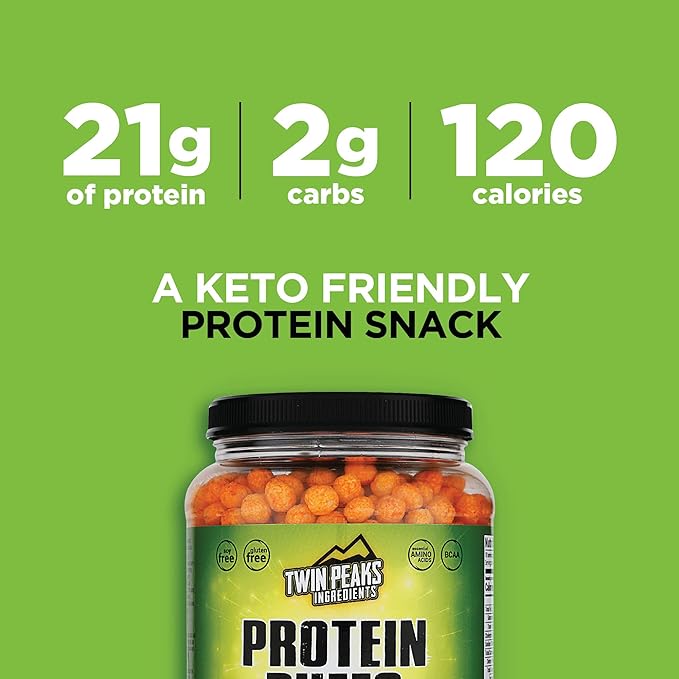 Twin Peaks Protein Puffs - (Jalapeno Cheddar), Keto Friendly, Low Carb Snack (300g, 21g Protein, 2g