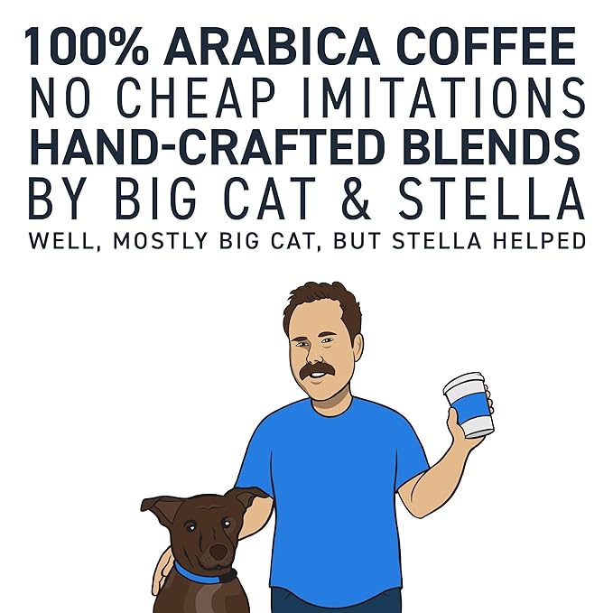 Stella Blue Whole Bean Coffee, Big Cat Blend, Medium Roast, Caramel, Hazelnut and Fruity Notes