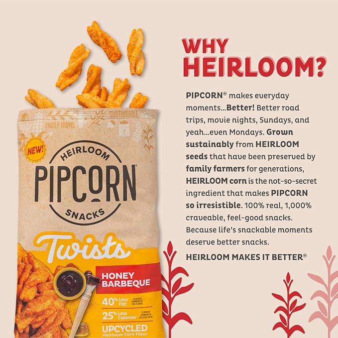 Heirloom Puffed Snacks Variety Pack by Pipcorn - 1oz 24pk - with Cheddar Cheese Balls, Honey BBQ