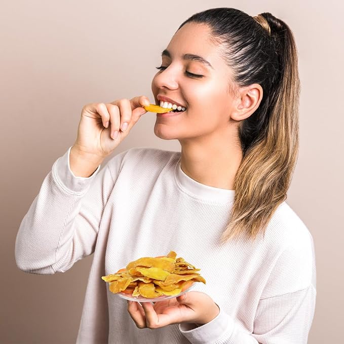 Dried Mango Slices - Soft & Juicy Sweet Dried Mango Slices Healthy Snack Delicious Texture, Chewy