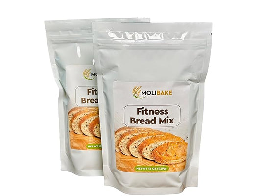 Molibake Fitness Bread Mix ??Pack of 2 ??All-Natural High-Fiber Bread Mix for Bread Machine and