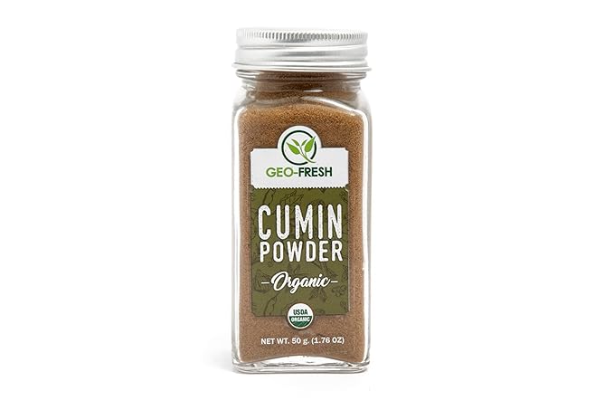 Geo-Fresh Organic Cumin Powder 1.76 oz - Ground Cumin Powder Organic for Cooking - USDA Certified