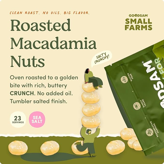 GoodSAM Organic Roasted Macadamia Nuts 1.5lb, Salted, Gluten Free, Non GMO, Vegan, Keto