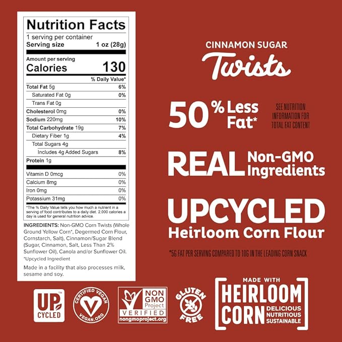 Heirloom Cinnamon Sugar Twists by Pipcorn - 1oz 24pk - Healthy Snacks, Gluten Free Snacks, Snack