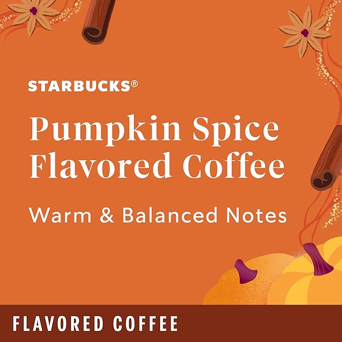 Starbucks K-Cup Coffee Pods, Pumpkin Spice Naturally Flavored Coffee for Keurig Brewers, 100%