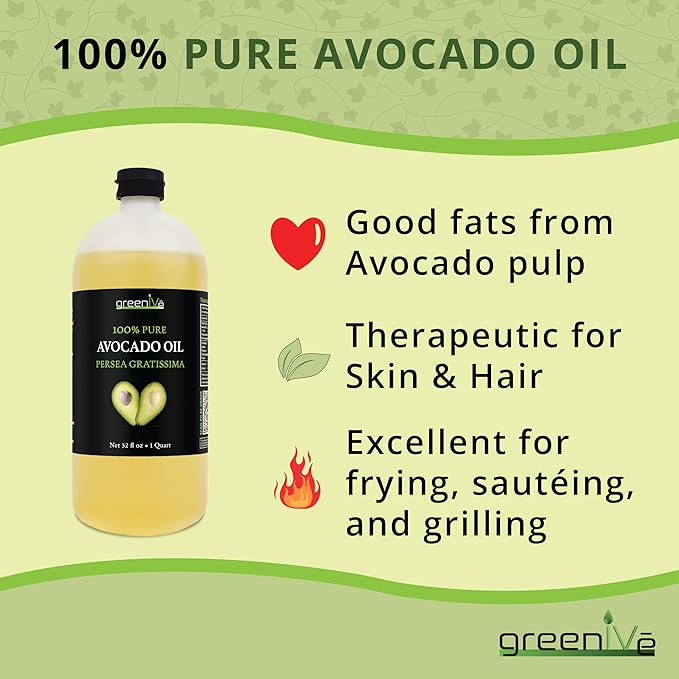 GreenIVe Avocado Oil Naturally Grown 100% Pure Natural without Additives, Clean, Cold Pressed