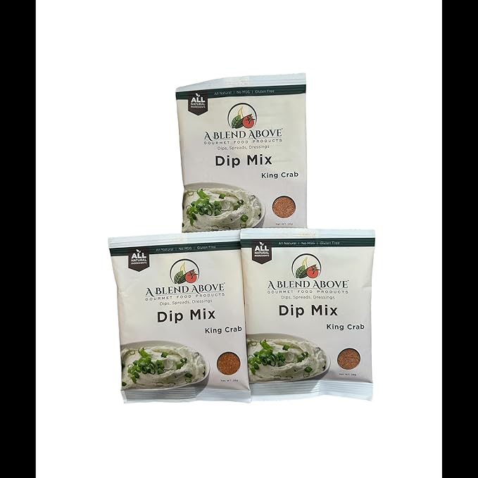 A Blend Above King Crab Dip Mix Mixed Seasonings Packet, 1 oz (3 Pack), Gluten-Free, No MSG, All