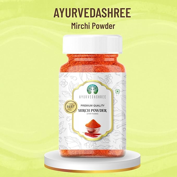 AYURVEDASHREE Chilli Powder (Mirchi Ground) 100gM PET Jar ~ All Natural | Vegan | Gluten Friendly |