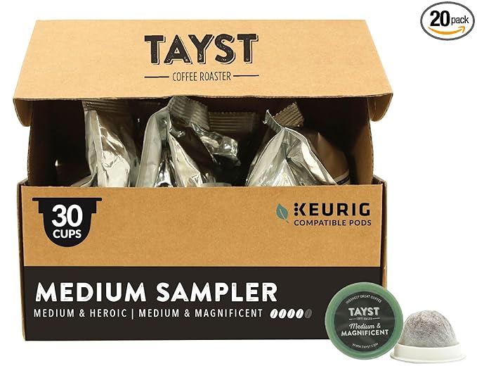 Tayst Coffee Pods, Medium Sampler Box Medium Roast, K Cups Compatible with Keurig Coffee Maker