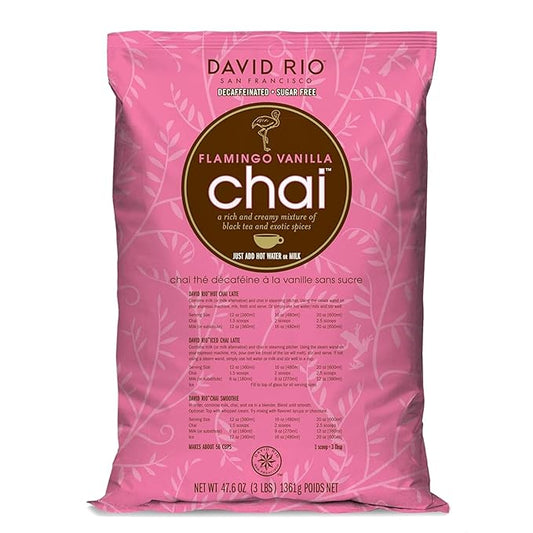 Flamingo Vanilla Decaffeinated Reduced Calorie Chai Tea Latte Mix, 48 Oz, Decaf Black Tea, Organic