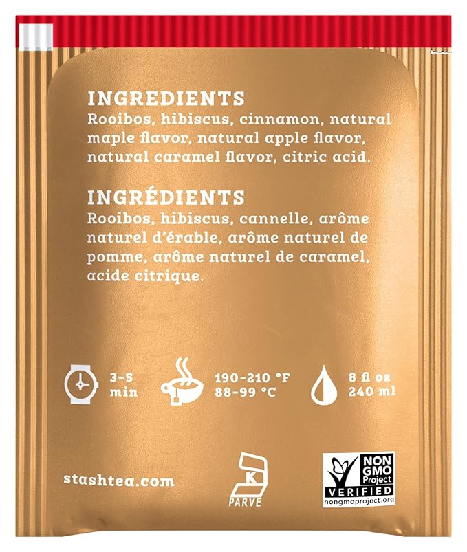 Stash Tea Maple Apple Cider Herbal Tea - Naturally Caffeine Free, Non-GMO Project Verified Premium