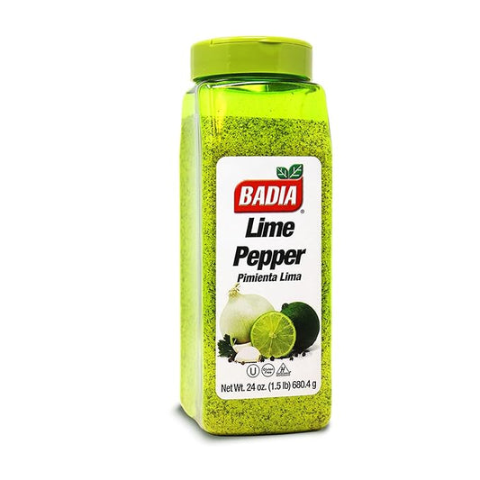 Badia Lime Pepper Seasoning, 24 oz - Pepper, Garlic & Onion, Zesty Citrus Blend for Chicken