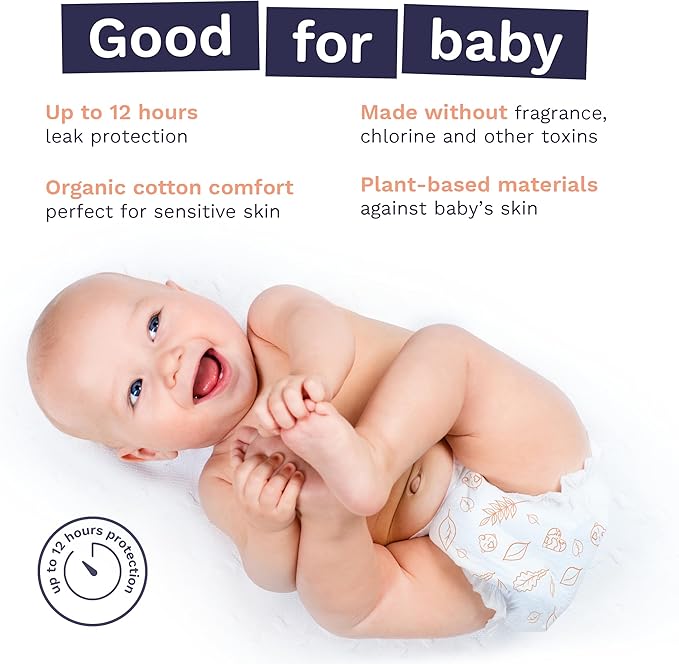 Pura Size 5 Eco-Friendly Diapers (24-35 lbs) Totally Chlorine Free (TCF), Hypoallergenic, Soft