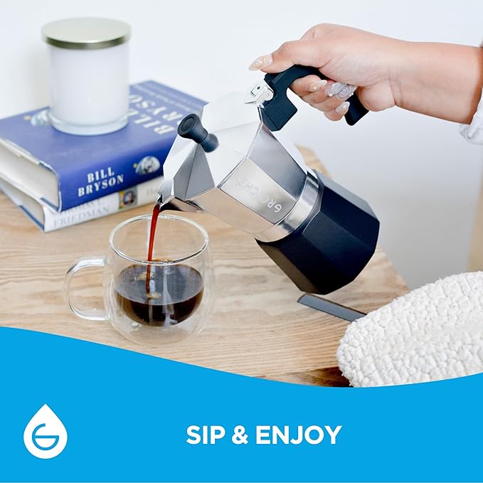 GROSCHE Milano Stovetop Espresso Maker Moka Pot Cuban Coffee Maker Stovetop Coffee Maker Moka