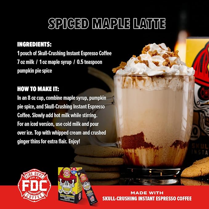 Fire Department Coffee - Skull Crushing Instant Espresso Coffee - Instant Coffee Packets Single