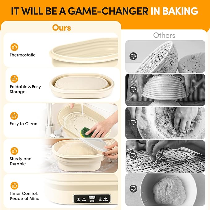 Heating Sourdough Bread Proofing Basket,Digital Display Bread Proofer with 6 Temperature Settings/7