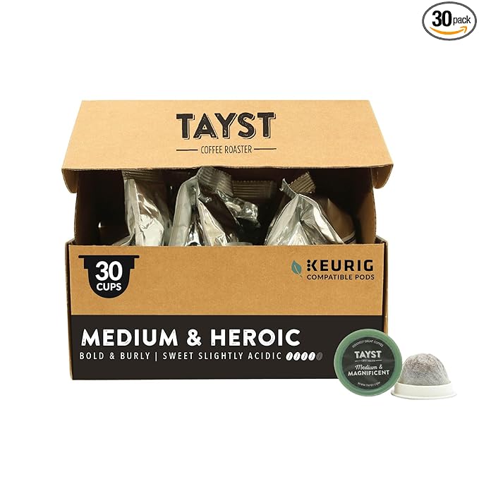 Tayst Coffee Pods, Medium & Heroic Medium Roast, K Cups Compatible with Keurig Coffee Maker