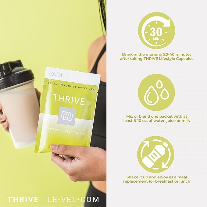Thrive Protein Shake | 16 Packets (35g Each) | Gluten-Free, Pea Protein Blend, Probiotics, Fiber &