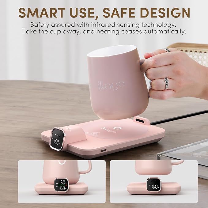 Coffee Mug Warmer Set, Temperature Control Smart Heated Mug for Desk, Electric Coffee Warmer with