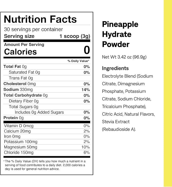 UCAN Hydrate Electrolyte Drink Mix (Pineapple, 30 Servings) Sugar-Free, Keto-Friendly, Vegan