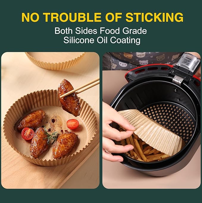 Air Fryer Disposable Paper Liner, Non-Stick Round Parchment, AirFryer Accessories, Oil Proof, Water