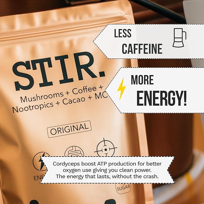 STIR Premium Instant Mushroom Coffee | Lion?™s Mane, Chaga, Reishi, Cordyceps, Shiitake, Turkey