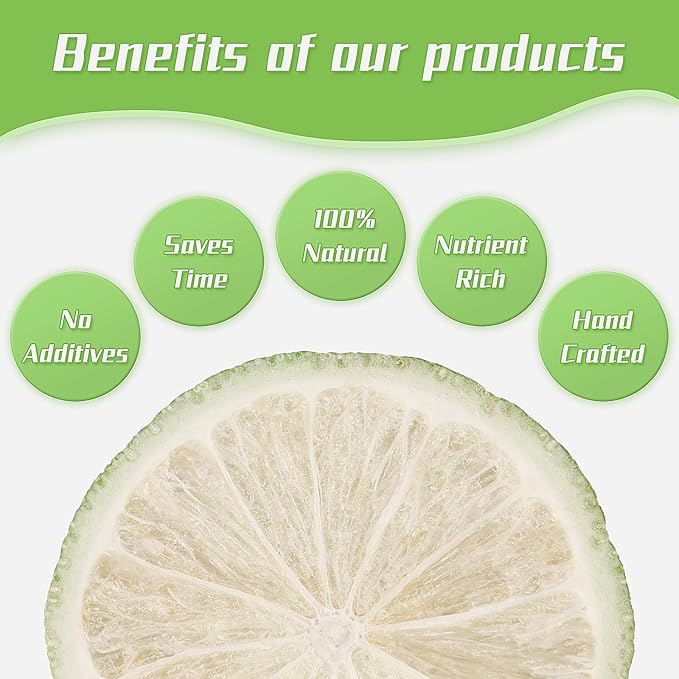 Haomly Freeze-dried Seedless Lime Slices,2.8oz(80g),Dehydrated Limes for Cocktails,Tea, Snacking