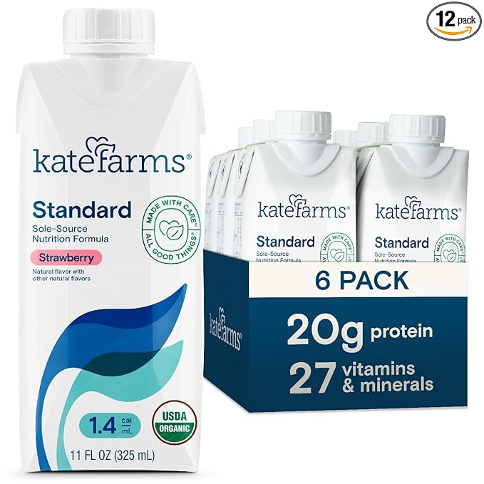 KATE FARMS Organic 1.4 High Calorie Nutrition Shake, Strawberry, 20g Protein, 27 Vitamins and