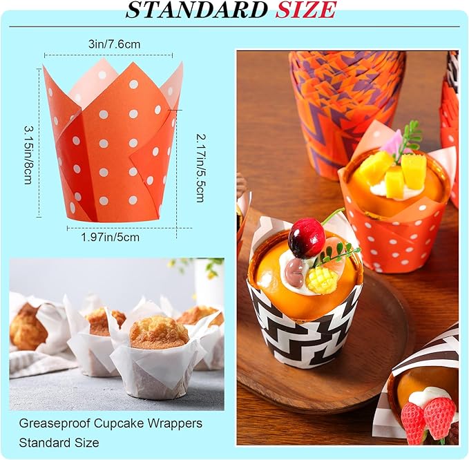 500 Counts Halloween Tulip Cupcake Liners Baking Paper Cups Wrappers Birthday Party Muffin Cupcake