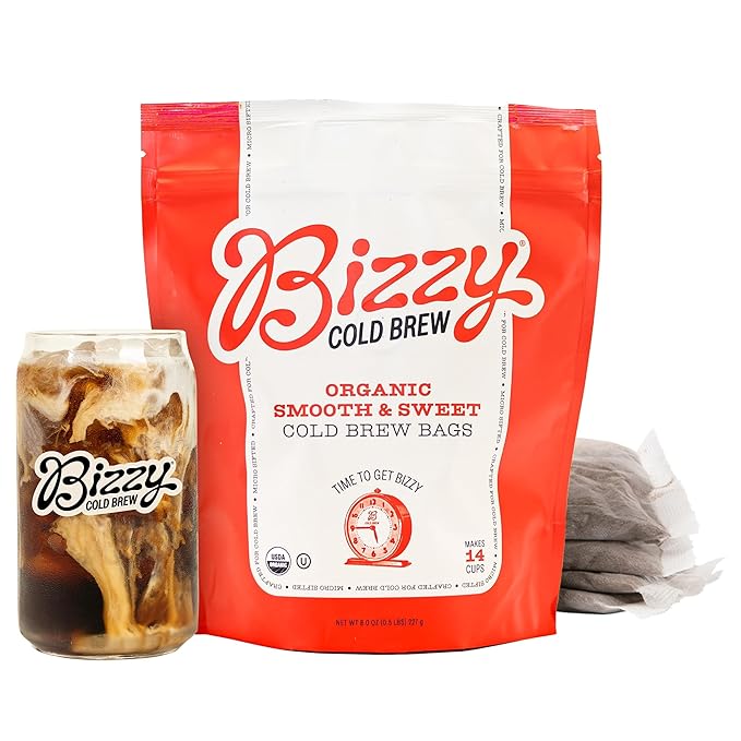 Bizzy Organic Cold Brew Coffee | Smooth & Sweet Blend | Coarse Ground Coffee | Medium Roast | Micro