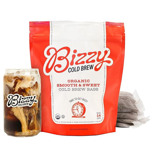 Bizzy Organic Cold Brew Coffee | Smooth & Sweet Blend | Coarse Ground Coffee | Medium Roast | Micro