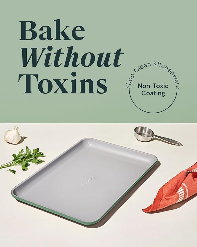 Caraway Non-Stick Ceramic Medium Baking Sheet - Naturally Slick Ceramic Coating - Non-Toxic, PTFE &