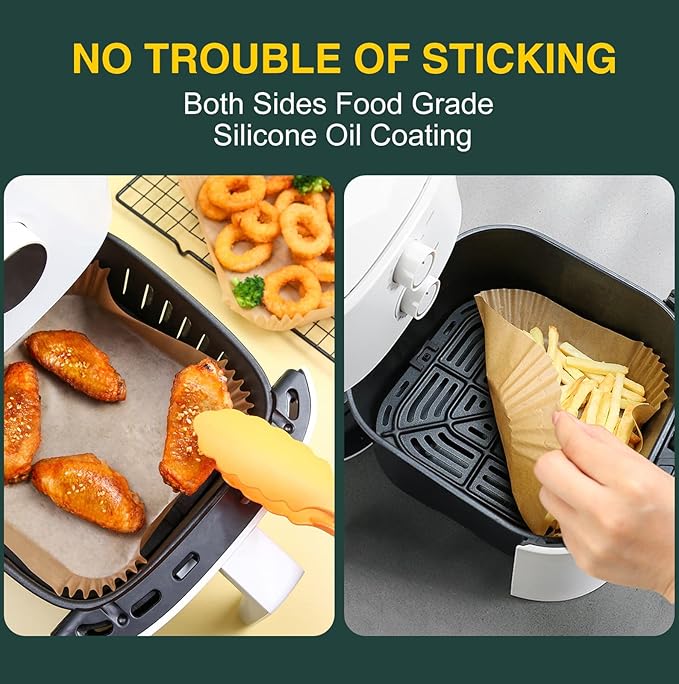 Air Fryer Disposable Paper Liners Square, Non-Stick Parchment, AirFryer Accessories for Baking