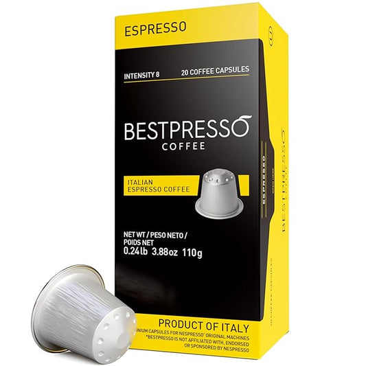 Bestpresso Coffee for Nespresso Original Machine 120 Aluminum pods Certified Genuine Espresso