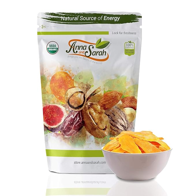 Anna and Sarah Dried Organic Mango, No Sugar Added, No Preservatives, Al-Natural, Premium Quality