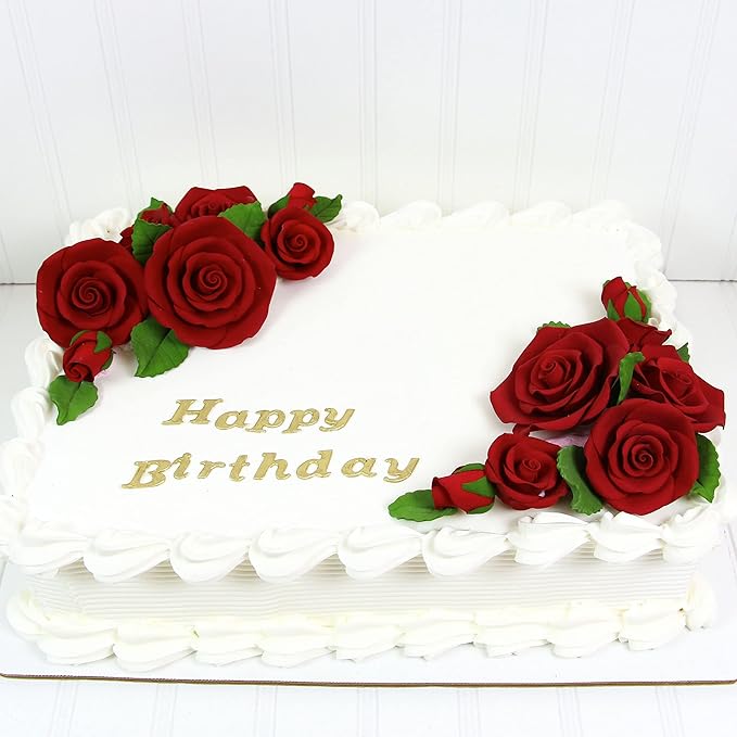 Global Sugar Art Exquisite Rose & Leaf Sugar Cake Flowers Tray Deep Red, Unwired by Chef Alan