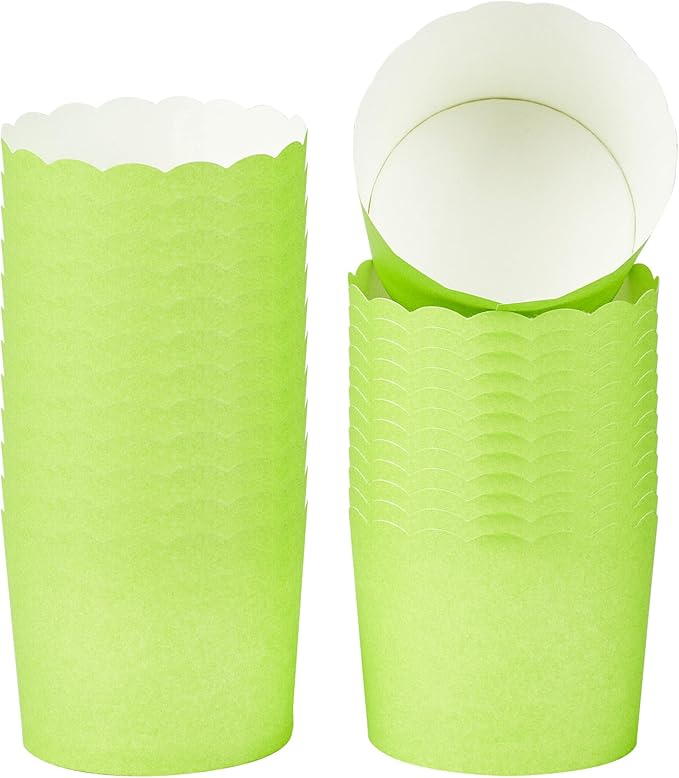 Panificio 6 Ounce Cupcake Wrappers, 200 Scalloped Baking Cups - Oven-Ready, Greaseproof, Green
