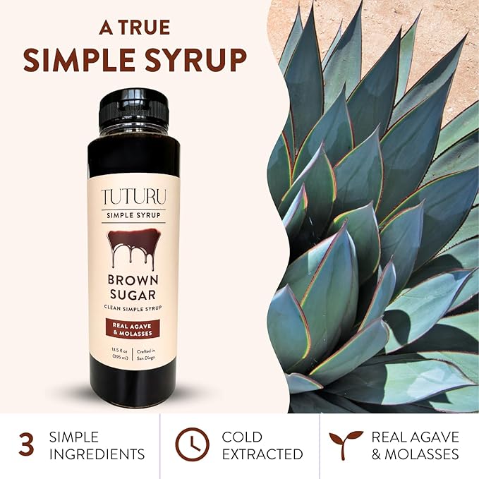Brown Sugar Agave Simple Syrup for Coffee & Cocktails - Clean Simple Syrup Sweetened with Raw Agave