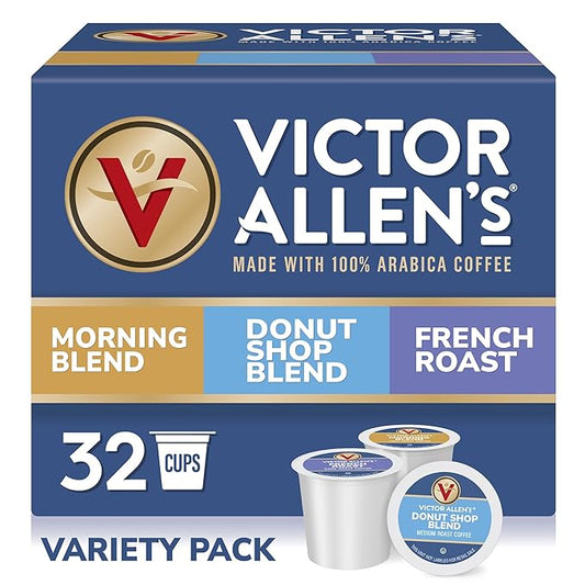 Victor Allen's Coffee Variety Pack (Morning Blend, Donut Shop Blend, and French Roast), 32 Count