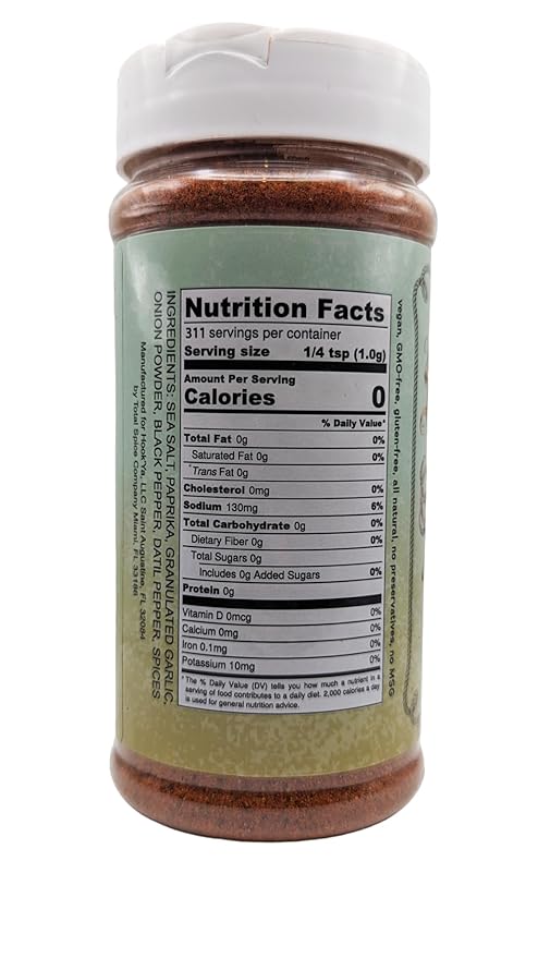 11oz- Hook?™Ya Blackened Seasoning ??Datil Pepper Blend ??Non-GMO, Gluten-Free, Vegan, Mild Heat