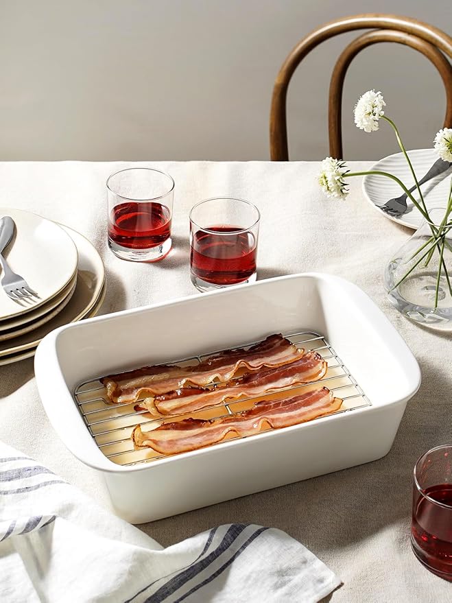 LE TAUCI Deep Casserole Dishes for Oven, 13.7???.6??Ceramic Baking Dish Set with Roasting Racks