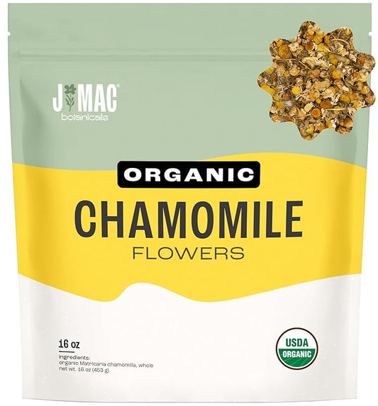 J Mac Botanicals, Organic Chamomile Flowers (1 pound), Certified USDA Organic. Whole Dried